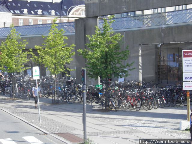 Велосипеды — излюбленный вид транспорта. Стоянки для них организованы повсеместно. Копенгаген, Дания