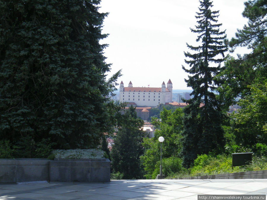 Любуясь великолепным видом на Братиславский Град (Замок) Братислава, Словакия