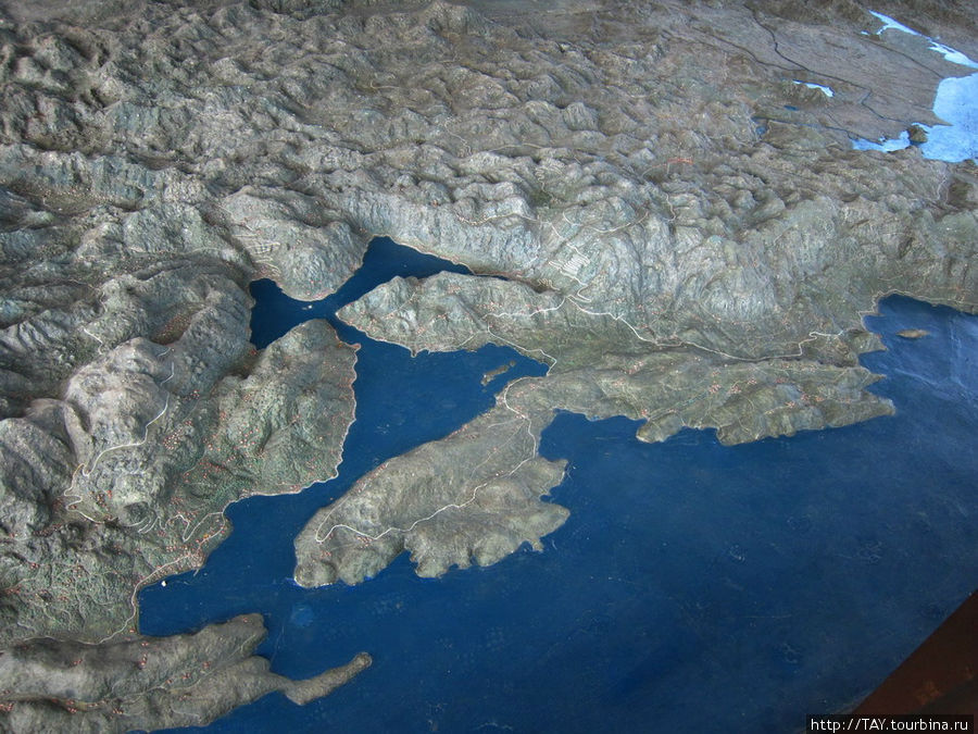 объёмная модельЧерногории  со стороны моря, Бока-Которский залив Цетине, Черногория