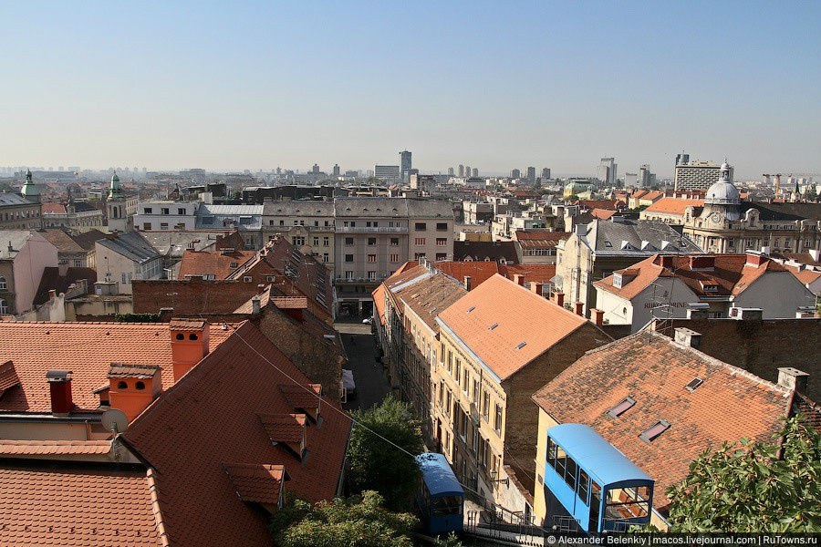 Зато со смотровой площадки верхней станции открывается вид почти на весь город. Загреб, Хорватия