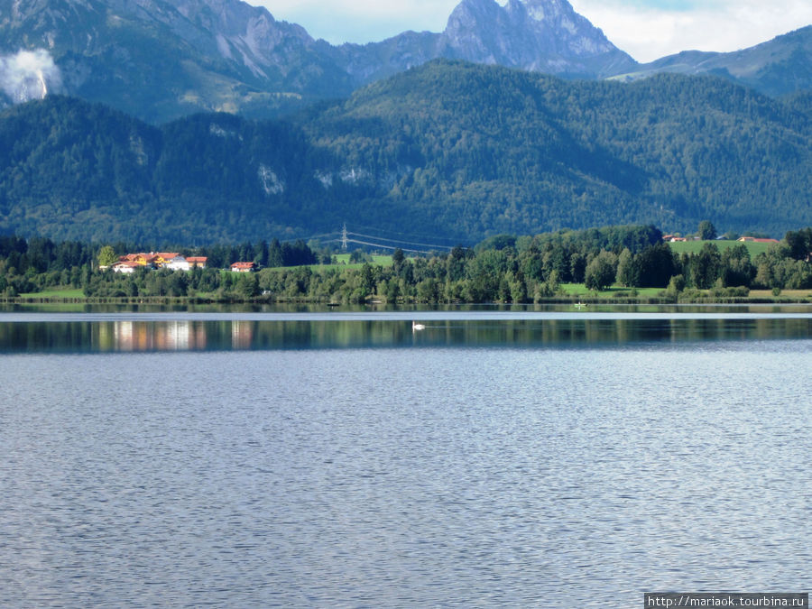 Озеро Hopfensee Земля Бавария, Германия