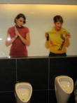 Эту фотографию сделал по моей просьбе мой муж. Он мне рассказал, какие смешные фотографии он увидел в общественном туалете в торговом центре Палладиум на площади Республики.