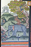 Бутанская иллюстрация известной притчи о слоне, обезьяне, кролике и птице. У всех героев выражены половые признаки