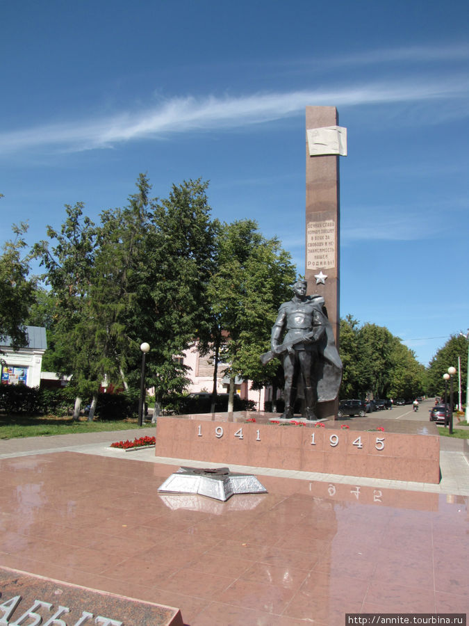 Мемориал погибшим в годы войны с вечным огнём  на площади Революции. Зарайск, Россия