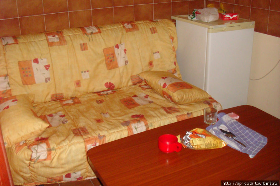 в коридоре стоит раскладывающийся диван, столик, холодильник и телевизор, получается этакое место для просмотра телека) Лоо, Россия