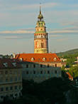 Расписанная смотровая башня замка является одним из символов Чешского Крумлова