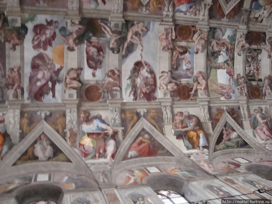Потолок Сикстинской капеллы. Фрески Микеланджело. Ватикан (столица), Ватикан