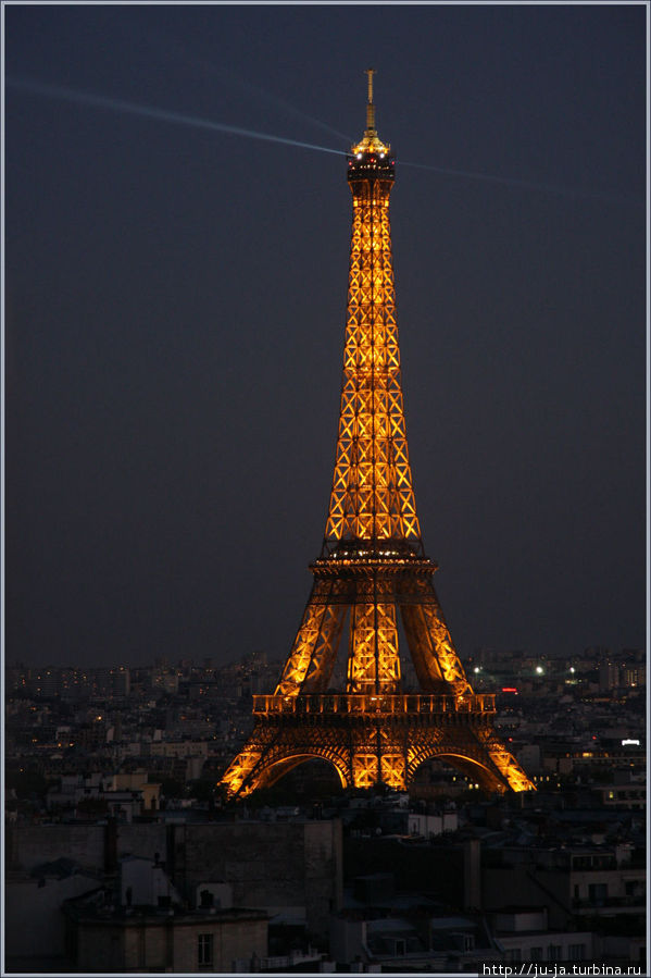 Закат в Париже. Вид с Триумфальной арки Париж, Франция