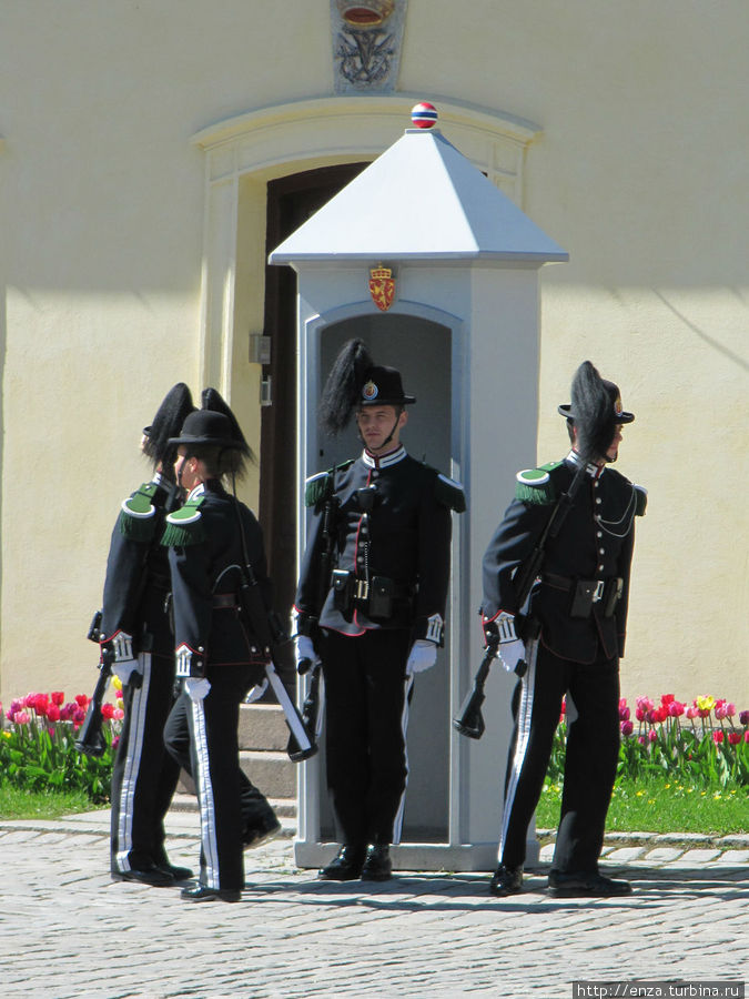 В  карауле королевские гвардейцы Осло, Норвегия