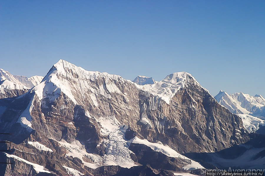 Вид на Гималайский хребет из самолёта Катманду, Непал