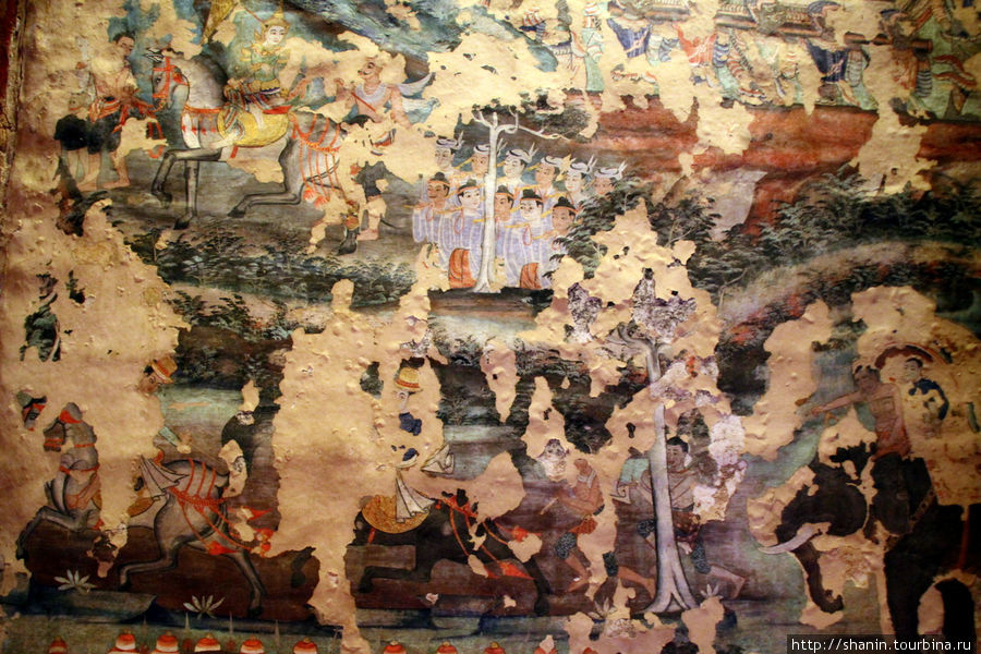 Старая фреска на стене Чиангмай, Таиланд