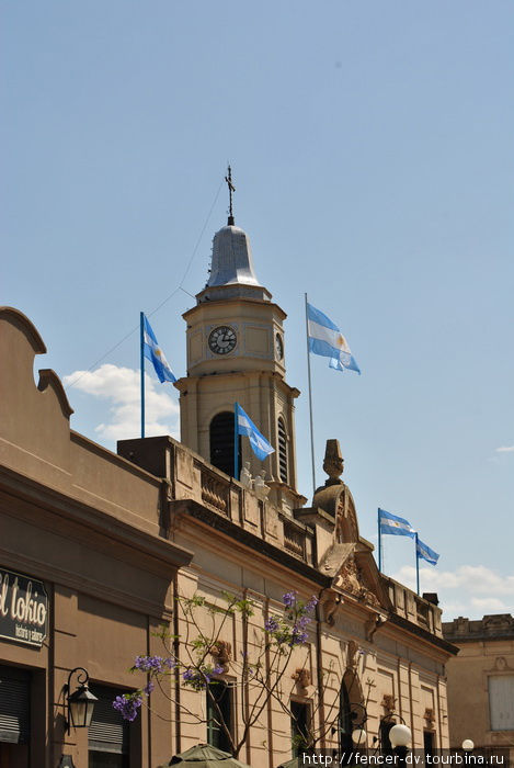 Главный собор города почему-то украшен вполне светскими государственными символами Сан-Антонио-де-Ареко, Аргентина