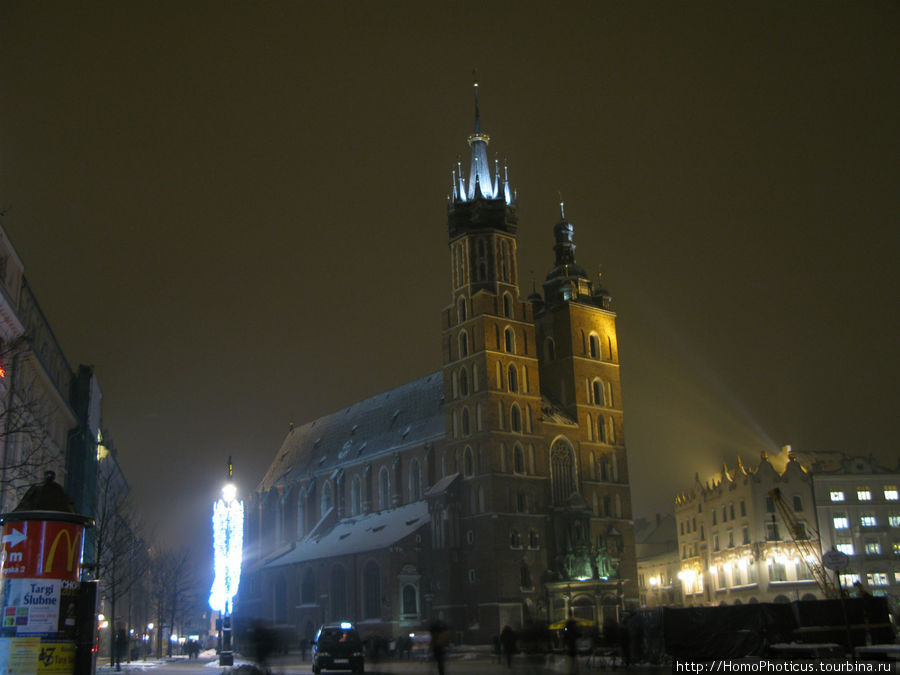 Краков зимней ночью Краков, Польша