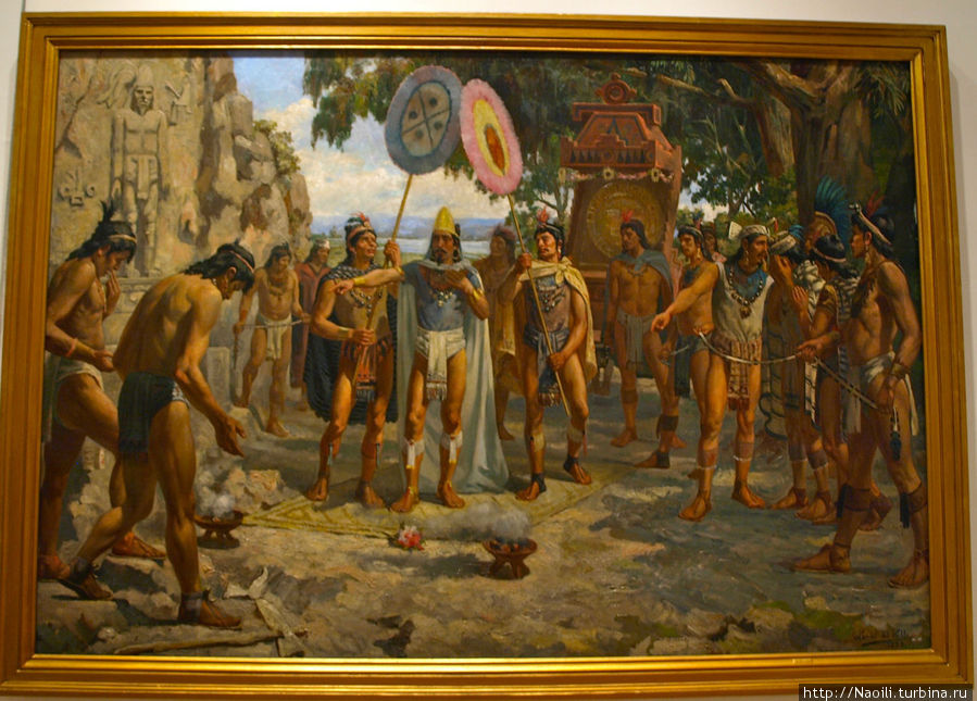 Визит Моктесумы к могилам предков, 1895, Даниэль дель Валле Мехико, Мексика
