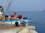 Ровиньский рыбак с утра на море
