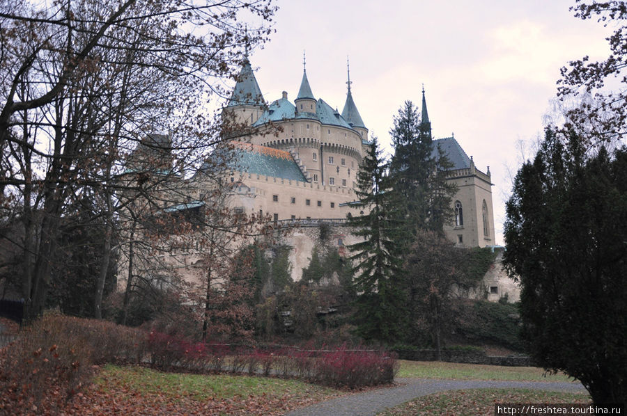 Летом и осенью замок в Бойнице в окружении векового парка куда живописней, чем в начале бесснежного декабря 2011. Бойнице, Словакия