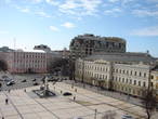 Виды Киева с высоты птичьего полета с колокольни собора. Михайловская площадь