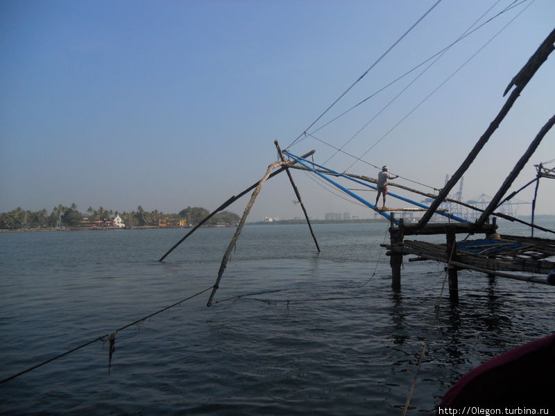Сеть опущена в воду Кочи, Индия