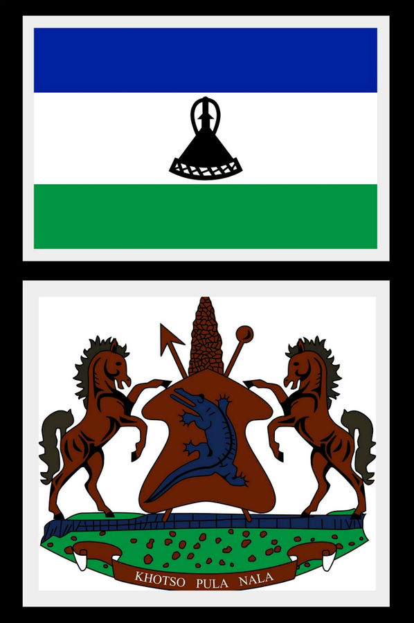 Флаг и герб Лесото. Лесото