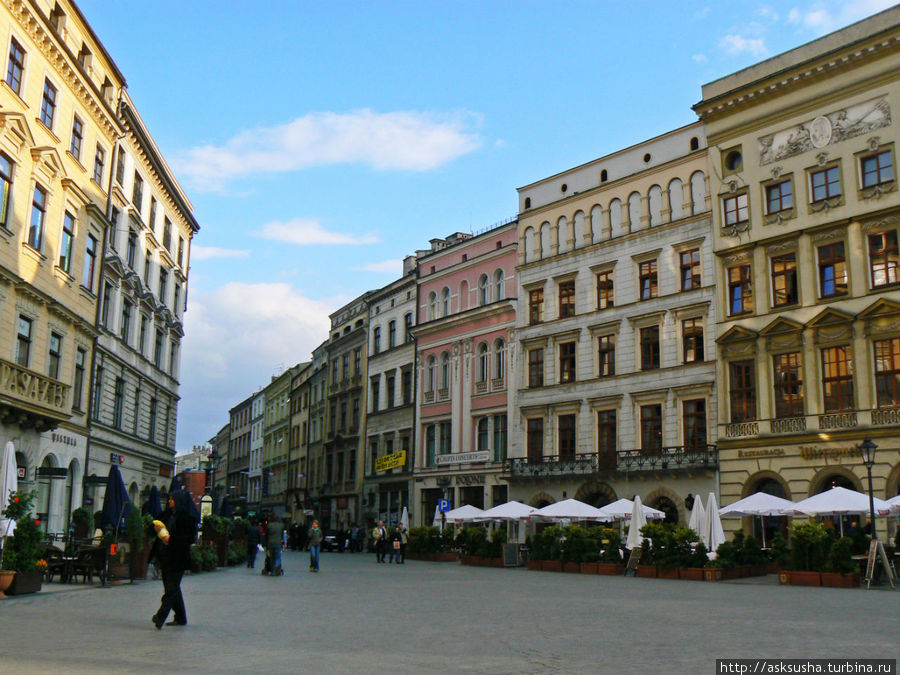 Рыночная площадь плавно перетекает в улицу Гродскую Краков, Польша