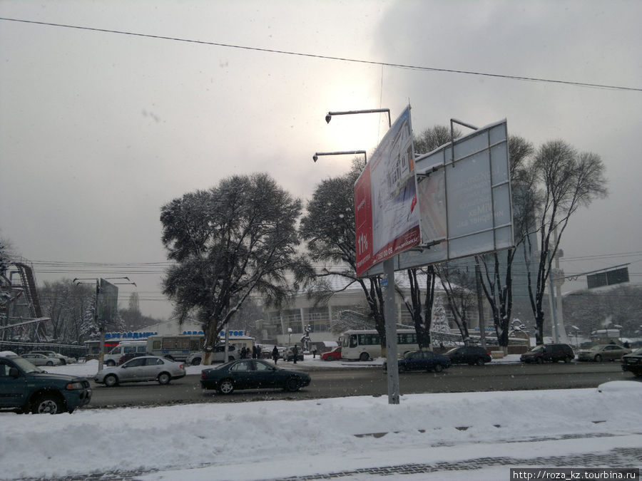 здание цирка, слева от него — безобразного вида закрытый каток Алматы, Казахстан