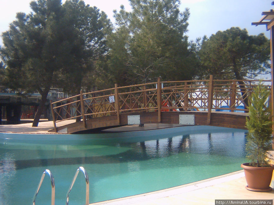 вода в бассейне прохладная, но некоторые гости отеля плавают Сиде, Турция