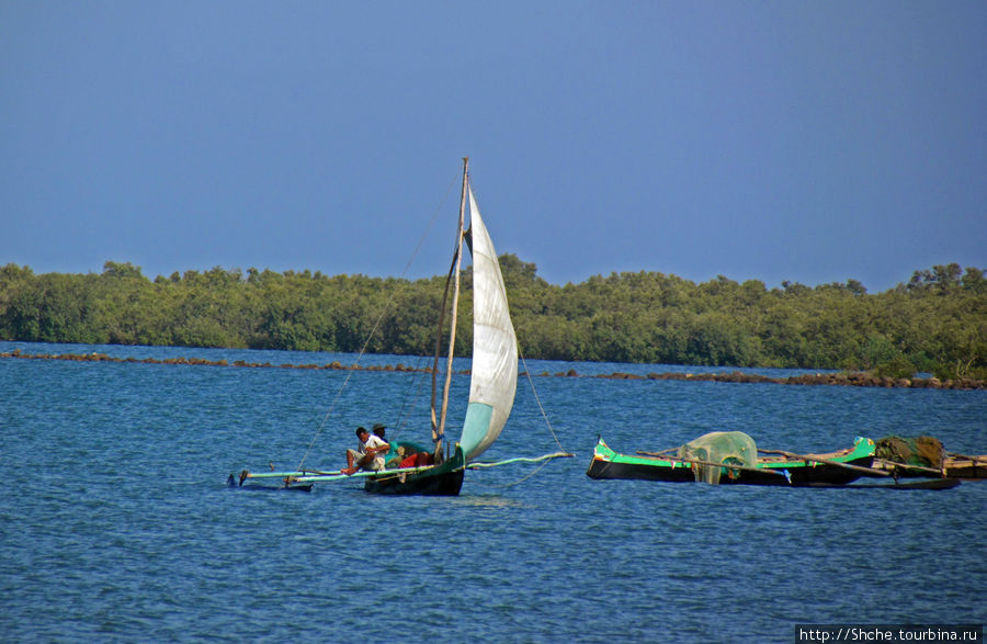 Рыбацкая бухта в Тулиаре. Прилив, рыбаки возвращаются Тулиара, Мадагаскар