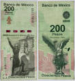 Юбилейные 200 песо в честь 200-летия начала борьбы за независимость(1810-1821). С одной стороны — Мигель Идальго — один из лидеров в борьбе за независимость, с другой — Ангел независимоти, стоящий на площади Реформы в Мехико-сити.