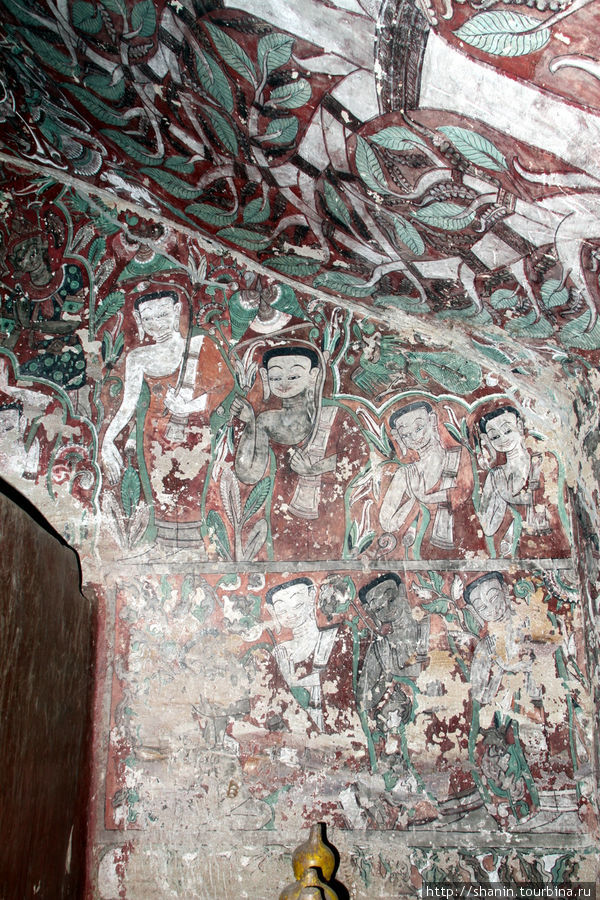Фрески на стене пещеры. Пещеры По Вин Даунг Монива, Мьянма
