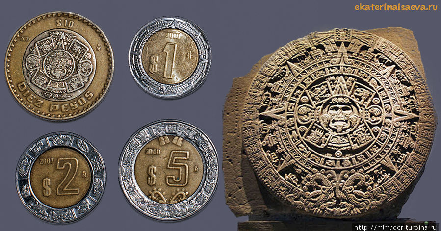 Каждая монета- часть Календаря!!! Канкун, Мексика