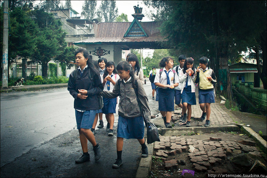 Школьницы возвращаются домой. Берастаги, Индонезия