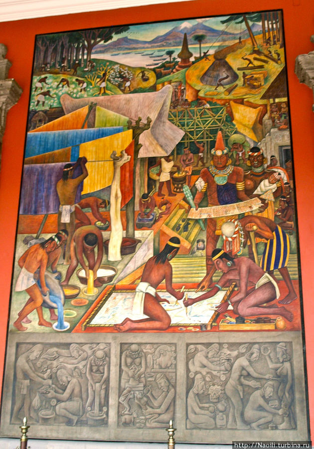 А здесь они смешивают краски для записи кодексов Мехико, Мексика