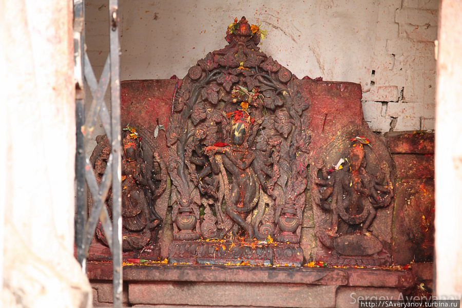 Катманду. Храм в корнях дерева, алтарь Катманду, Непал
