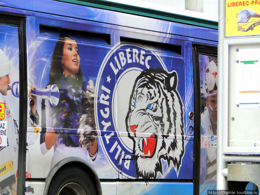 Вот такие яркие автобусы ходят в Либереце Либерец, Чехия