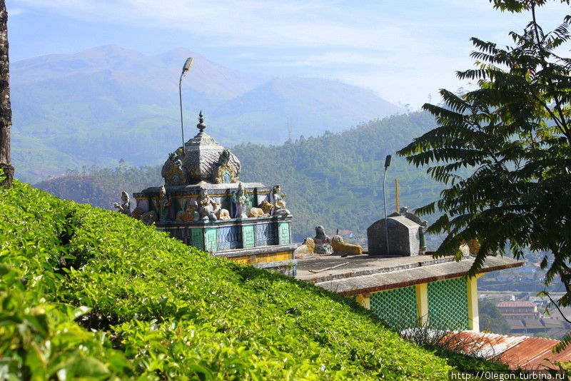 Храм на муннарском холме усаженном чайными кустами Муннар, Индия