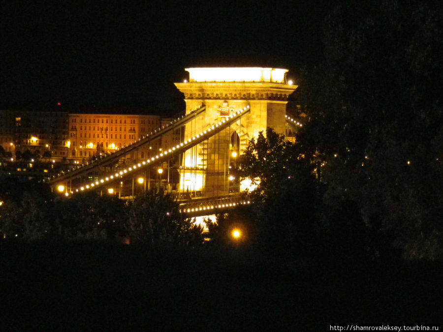 Мост Сечени. Ночь Будапешт, Венгрия
