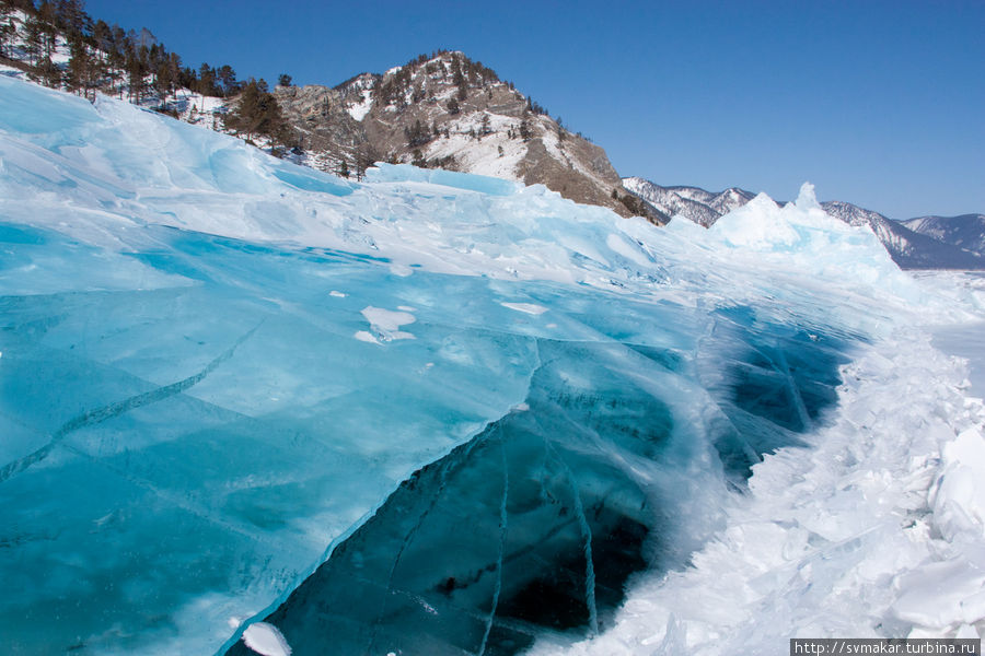 Надвиги голубого льда озеро Байкал, Россия