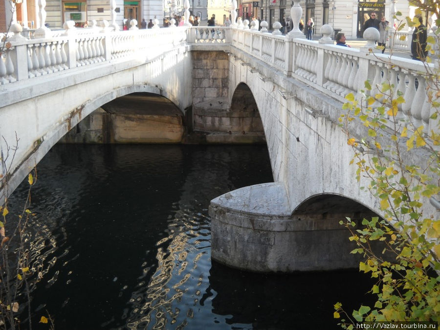 Два моста из трёх налицо Любляна, Словения