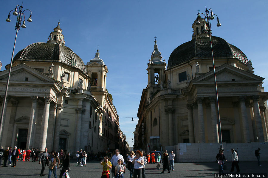 церкви-пропилеи Санта Мария дель Мираколи и Санта Мария ин Монтесанто Рим, Италия