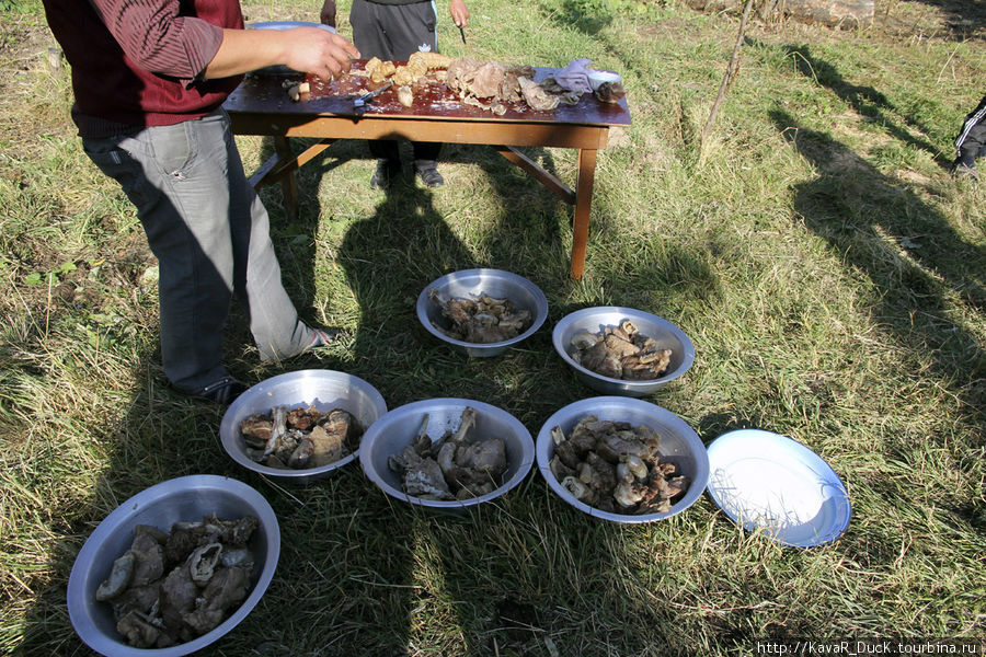 Мясо делится по отдельным чашам по степени важности людей, которые будут из неё есть Киргизия