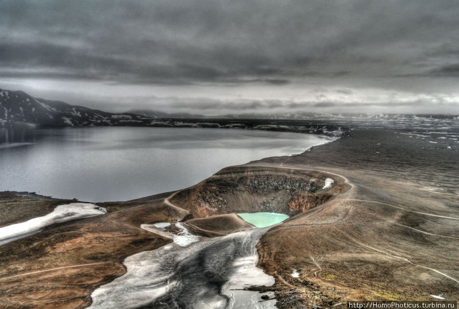 Озеро Вити, озеро Оскьюватн (обработка) Северо-восточная Исландия, Исландия