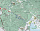 Карта маршрута. Красным отмечено то, что мы уже прошли с Черноречья. Двойкой на карте обозначен этот самый мост. 3 и 4 — петли каньона, о которых пойдет речь в дальнейшем.
