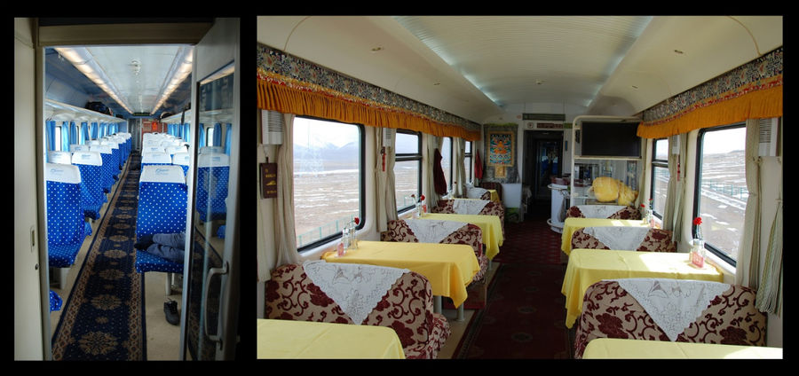 Сидячий вагон и ресторан. Тибет, Китай