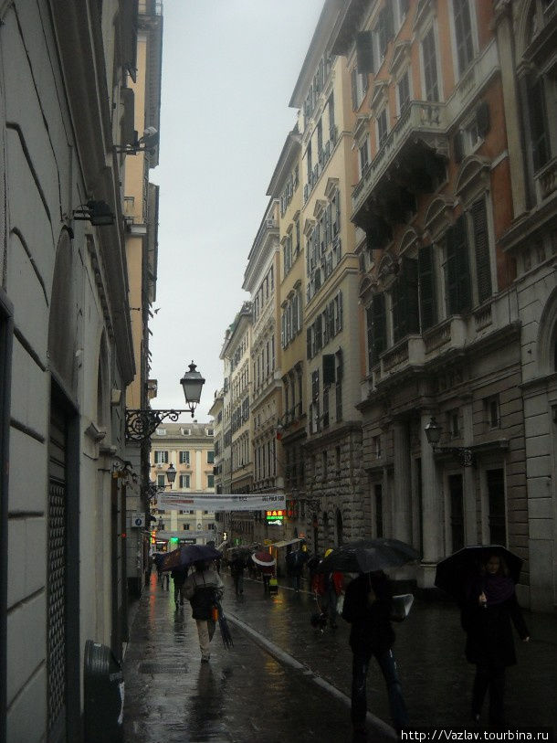 Улица под дождём Генуя, Италия