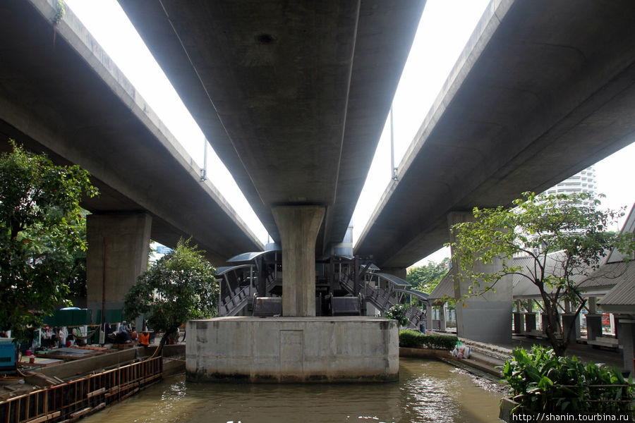 Под мостом у пристани Сатихорн Бангкок, Таиланд