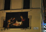 Баннер с изображением картины Герардо делле Нотти Поклонение Младенцу. Подлинник находится в галерее Уффици.
