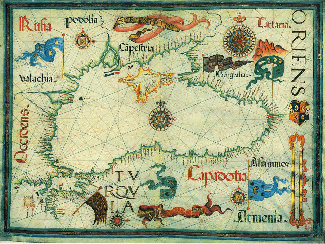 Фото из интернета. Чёрное море на карте 1559 года. Диего Хомем.