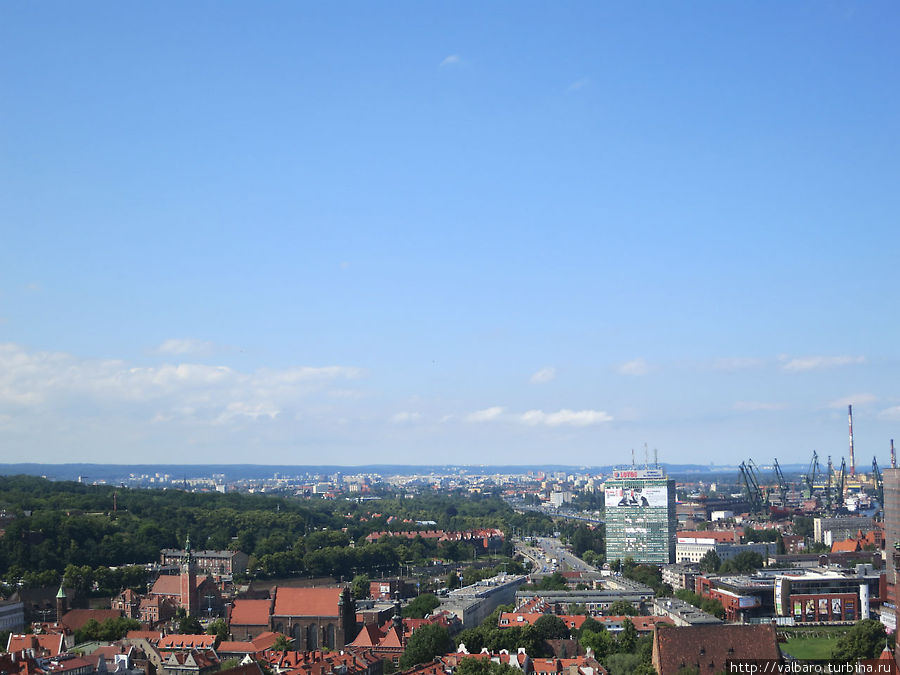 Гданьск с высоты птичьего полета — Мариацкий костел Гданьск, Польша