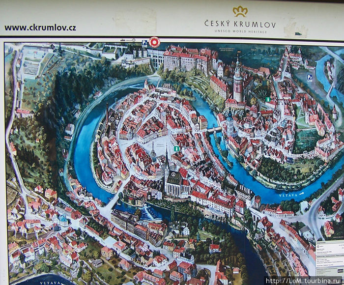 карта Чешского-Крумлова Чешский Крумлов, Чехия