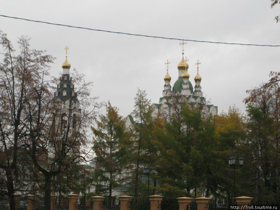 Из-за деревьев виднеются маковки Йошкар-Ола, Россия